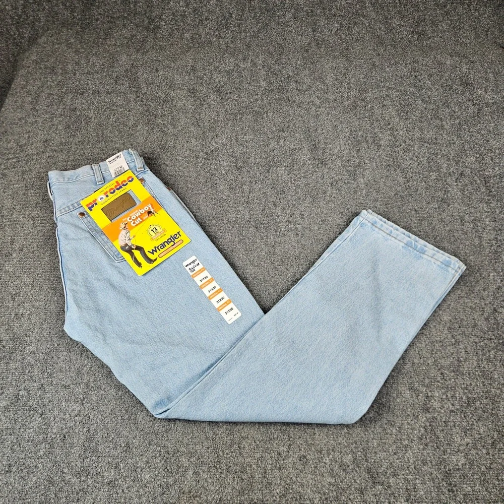 Wrangler Cowboy Cut 13MWZGH Light Wash Blue Denim Jeans Mens 31x30 Original Fit